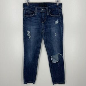 Joe's Jeans Women's Size 24 Blue Gia Low‎ Rise Ankle Distressed Dark Wash